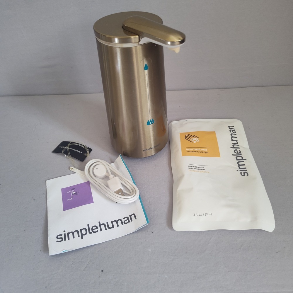 Simplehuman Foam Sensor Pump Rechargeable Brass Automatic Soap Dispenser ST1046